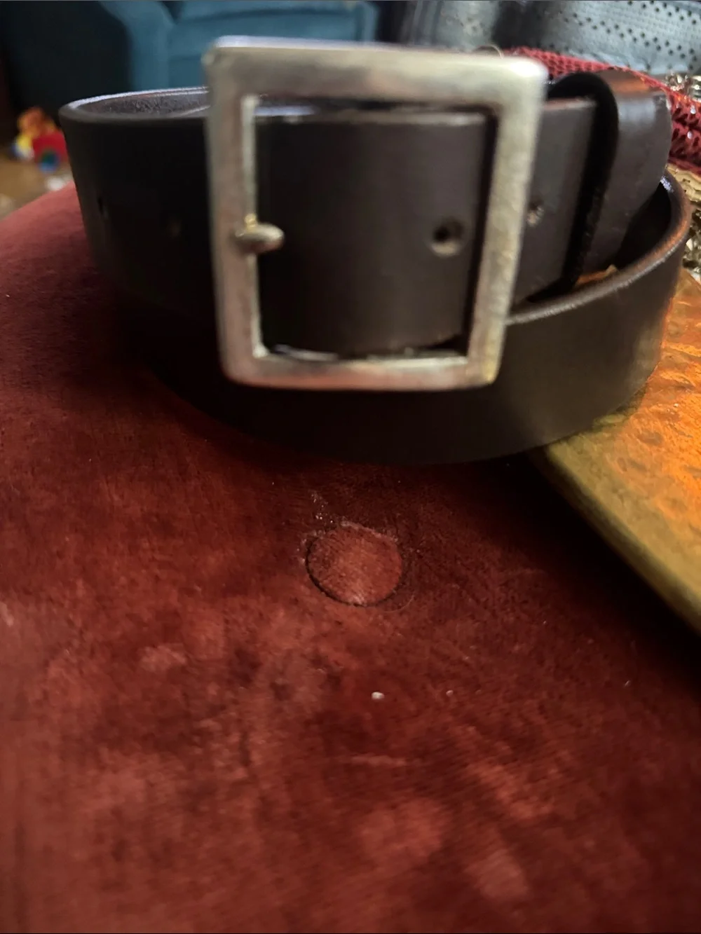 J. Crew Brown Leather Belt with Square Silver Buckle
